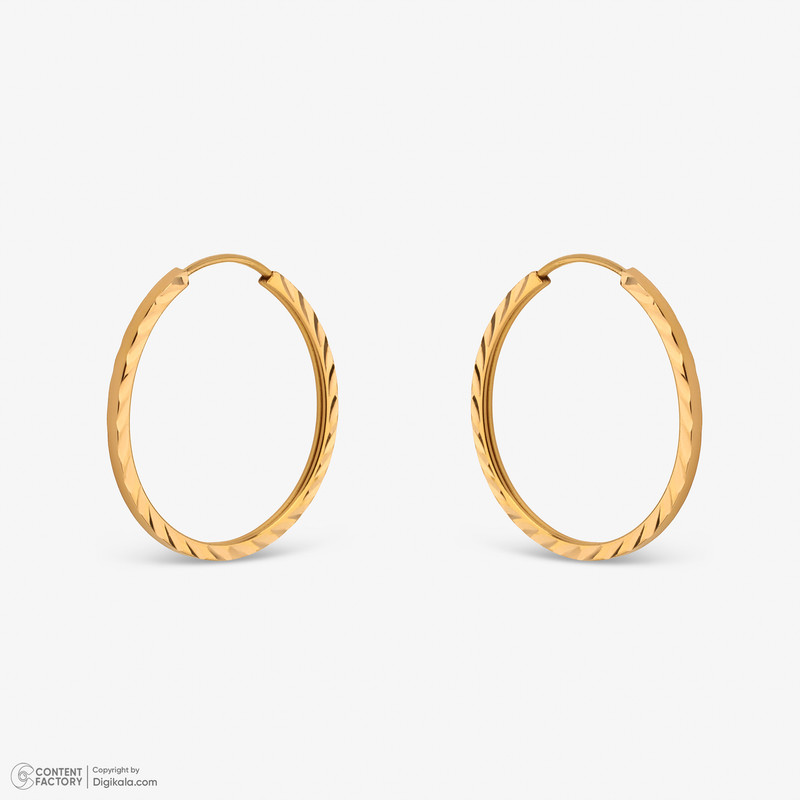 گوشواره حلقه‌ای طلا کم اجرت  18 عیار زنانه ناریا مدل تراش کد Me20-1