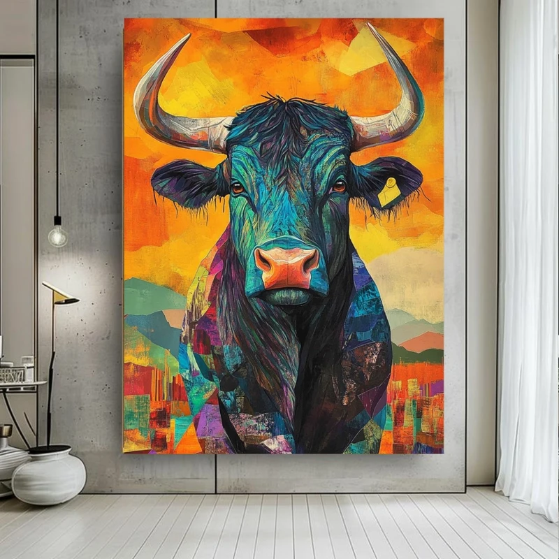 استیکر طرح گاو وحشی مدل رنگانگ کد BK24792