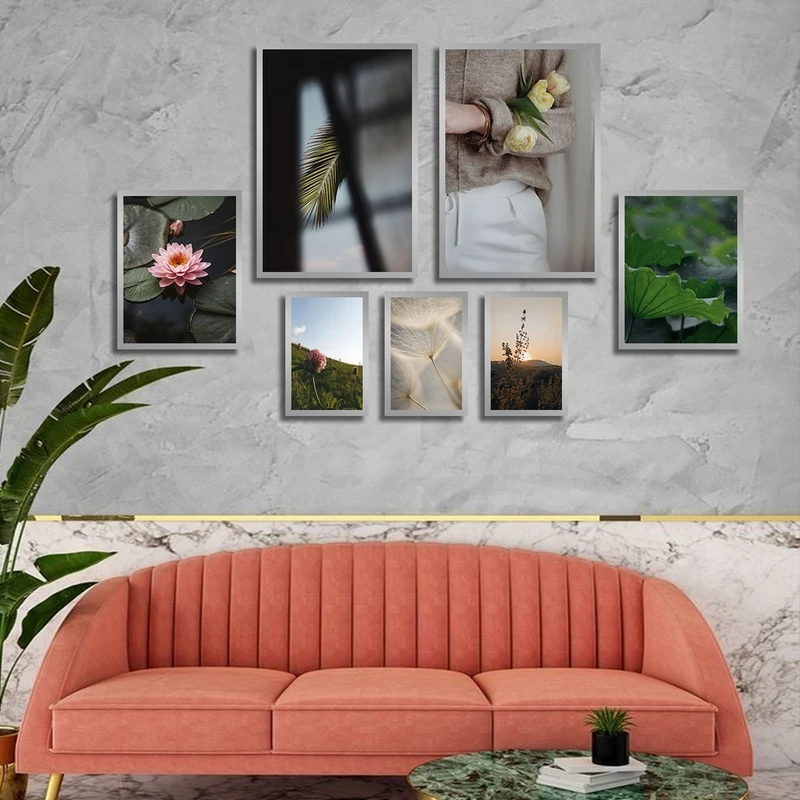 تابلو بکلیت طرح طبیعت و گل و قاصدک مدل شاین اکلیلی SI-2398 مجموعه 7 عددی