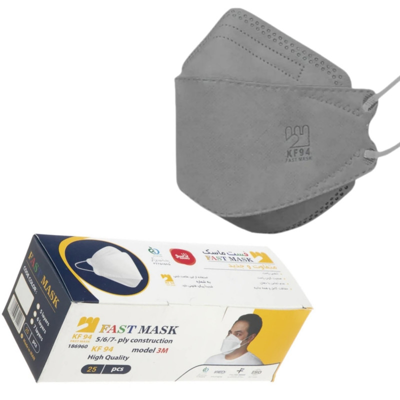 ماسک تنفسی فست مدل سه بعدی 6 لایه (Kf94) بسته 25 عددی