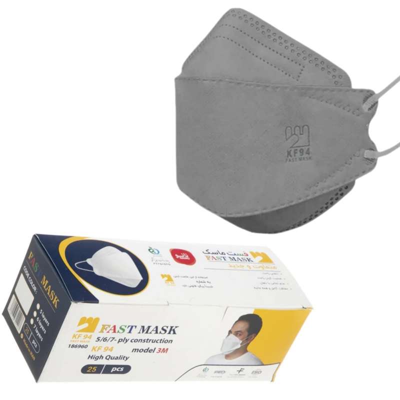 ماسک تنفسی فست مدل سه بعدی 6 لایه (Kf94) بسته 25 عددی ماسک تنفسی فست مدل سه بعدی 6 لایه (Kf94) بسته 25 عددی