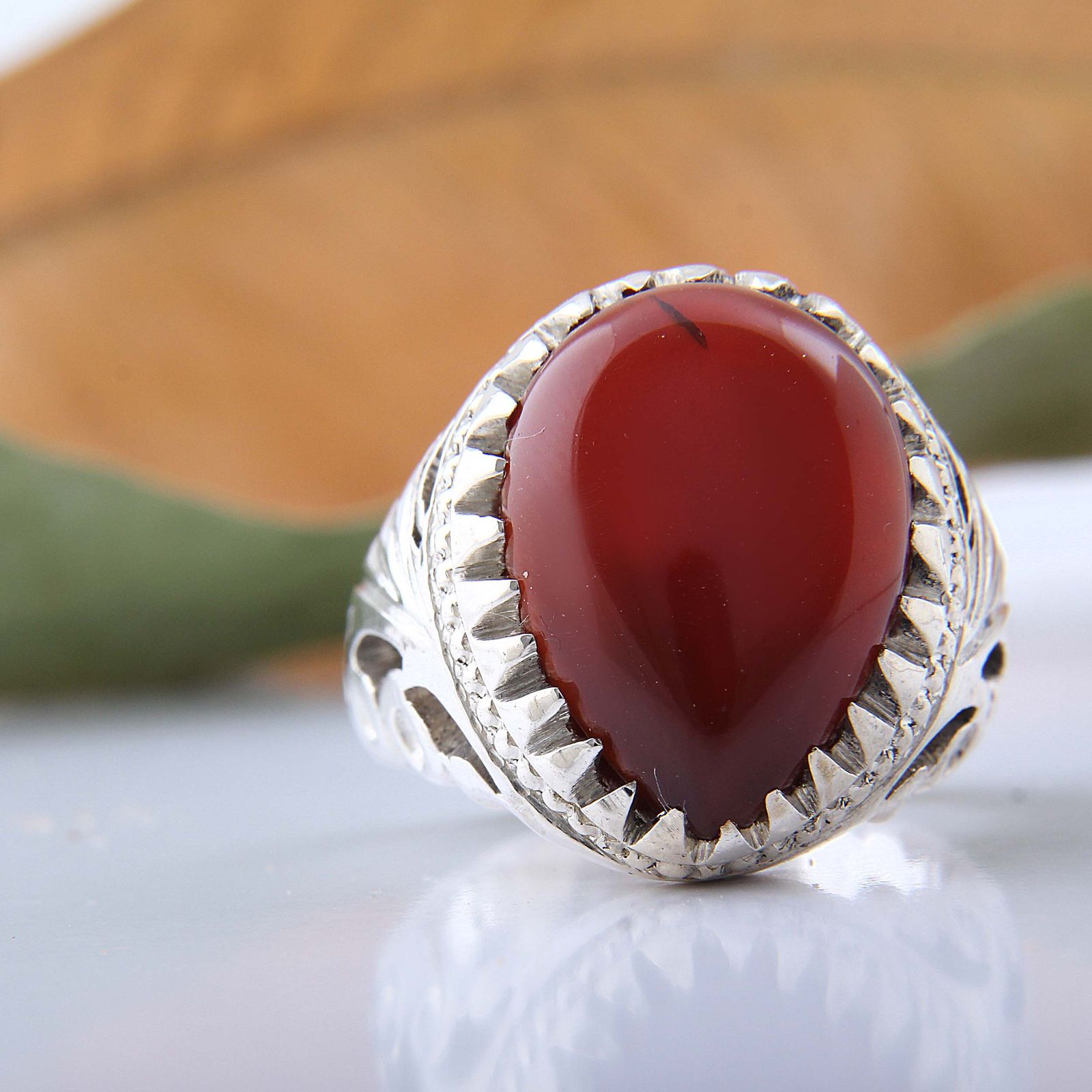 انگشتر نقره مردانه مدل رکاب اره کاری دست ساز کد AM_04588 -  - 5