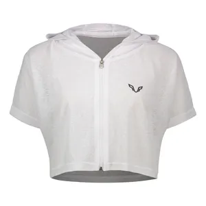 کراپ تی شرت زیپ‌دار ورزشی آستین کوتاه زنانه نوزده نودیک مدل TS1992 W