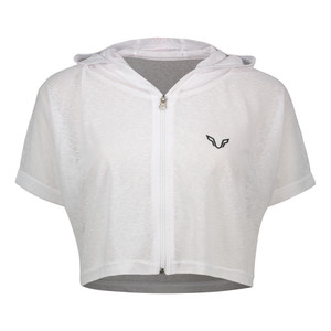 کراپ تی شرت زیپ‌دار ورزشی آستین کوتاه زنانه نوزده نودیک مدل TS1992 W