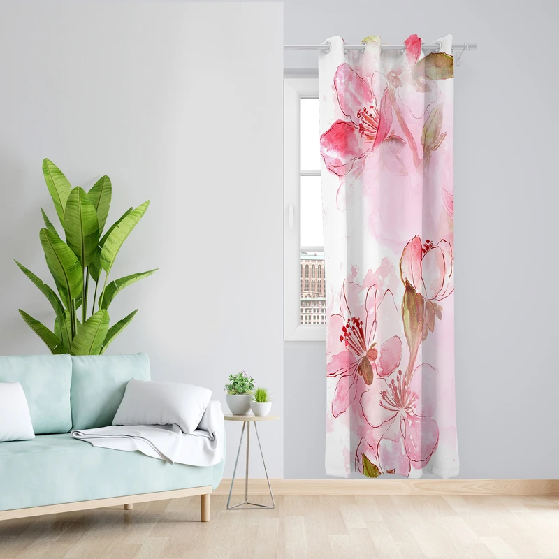 پرده طرح شکوفه مدل مخمل پانچی کد  L 263 Z سایز 140x200 سانتی متر