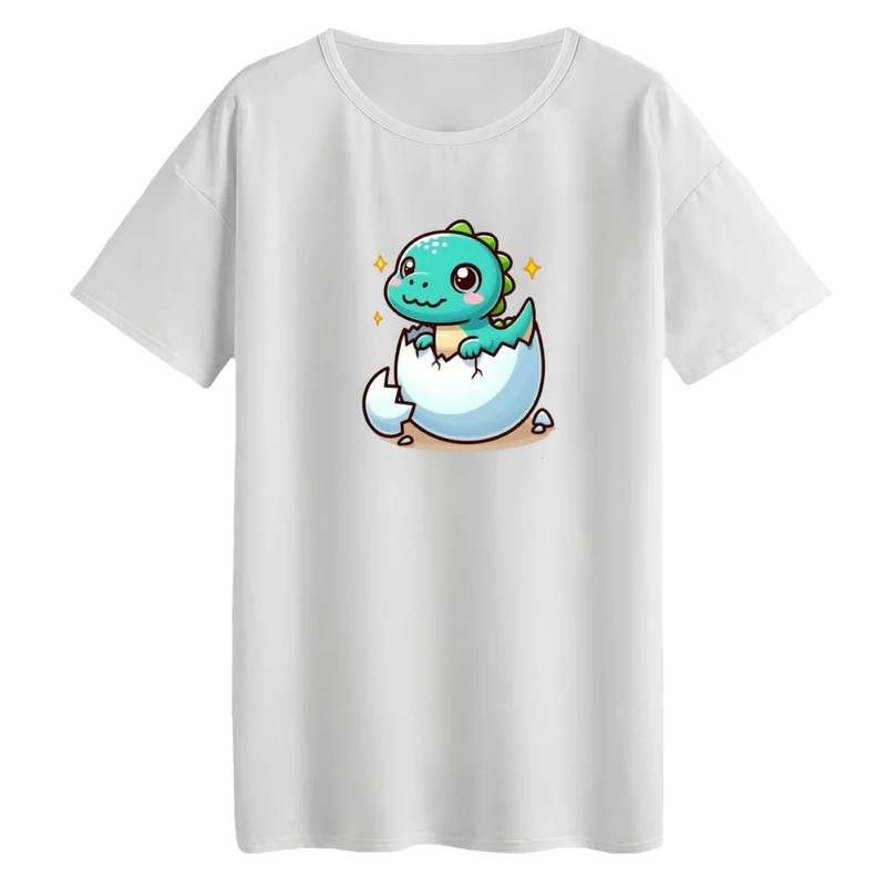 تی‌شرت لانگ آستین کوتاه زنانه مدل دایناسور کد 05