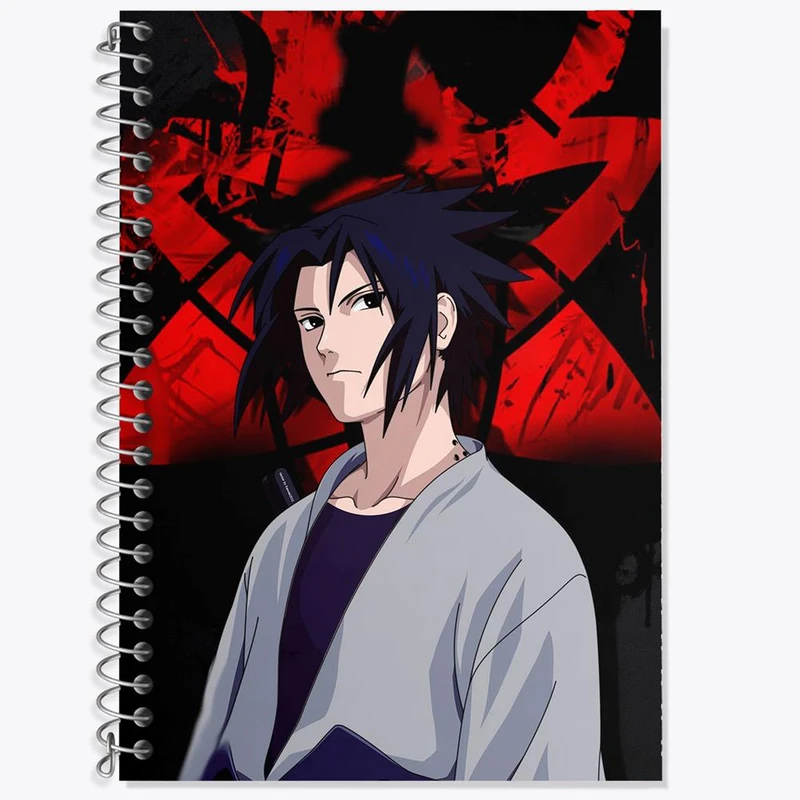 دفتر زبان 50 برگ خندالو مدل دو خط طرح انیمه ناروتو شارینگان کد 10574