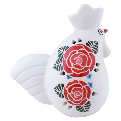 مجسمه سفالی طرح خروس مدل گل رز کد 01-24
