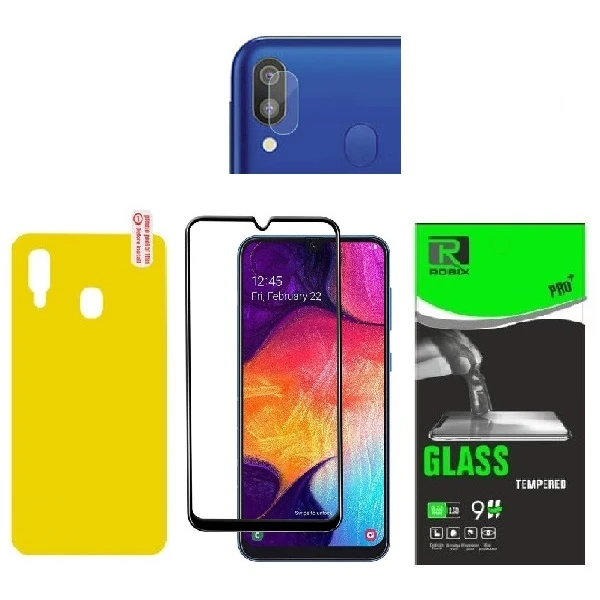 محافظ صفحه نمایش روبیکس مدل FL-A20 مناسب برای گوشی موبایل سامسونگ Galaxy A20 به همراه محافظ پشت گوشی و محافظ لنز دوربین