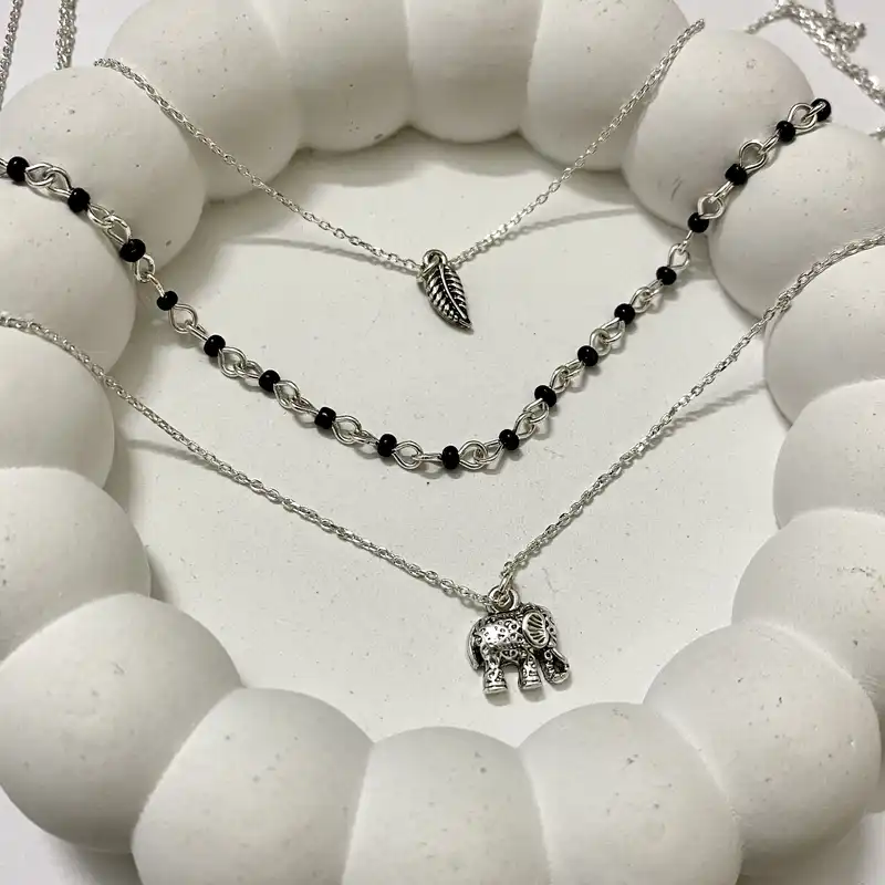 گردنبند زنانه آی ام مدل فیل سه لاین متصل