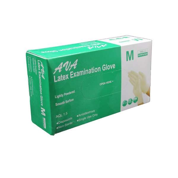 دستکش لاتکس آوا مدل 10M سایز مدیوم بسته ده عددی