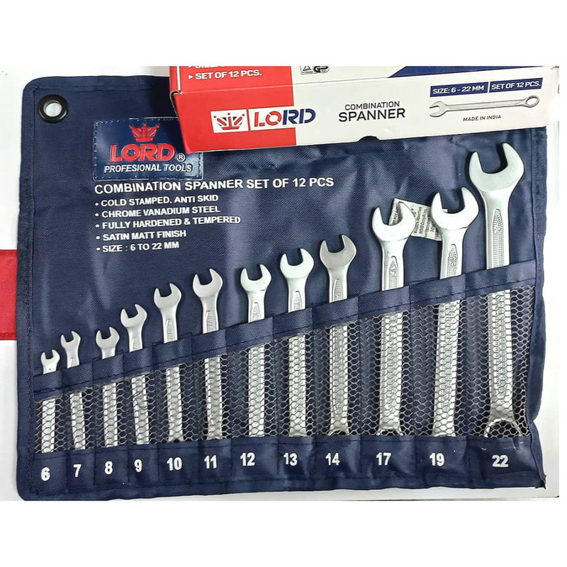 آچار یکسر تخت و یکسر رینگی لورد مدل LS-1 مجموعه 12 عددی