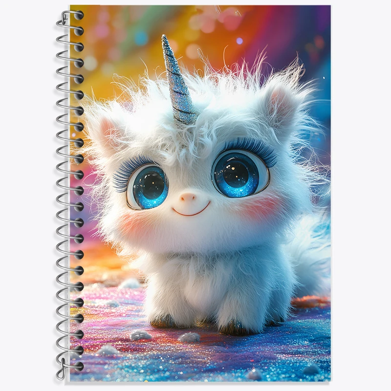 دفتر زبان 50 برگ خندالو مدل دو خط طرح اسب تک شاخ کیوت کد F5345