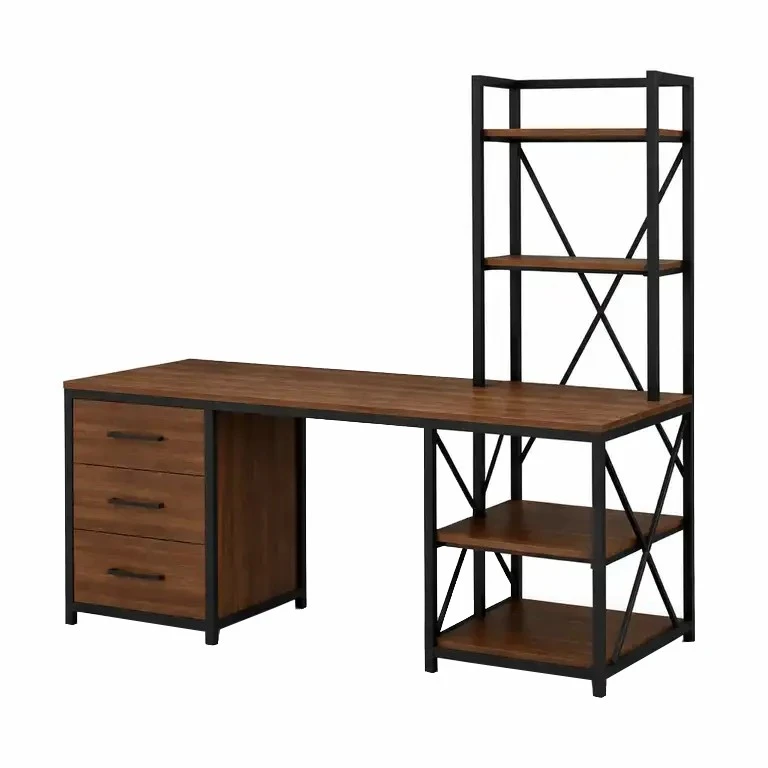 میز کامپیوتر مدل کتابخانه دار کد le180 سایز 75*180 سانتی متر
