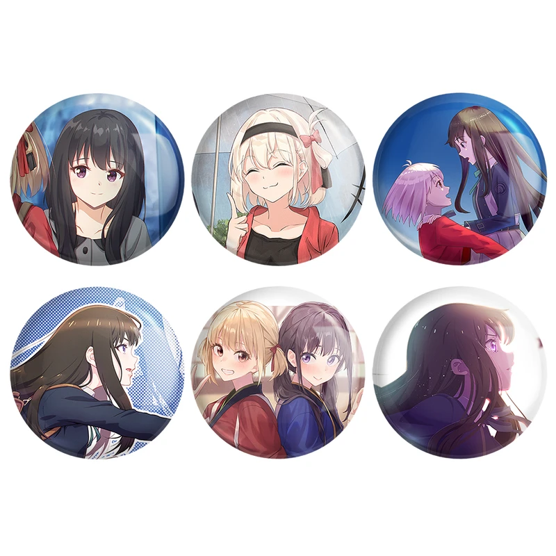 مگنت خندالو طرح انیمه لیکوریس ریکویل Lycoris Recoil کد 1419B مجموعه 6 عددی