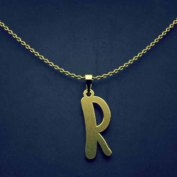 گردنبند طلا 18 عیار زنانه مدوپد مدل حرف R کد H2-1-1408