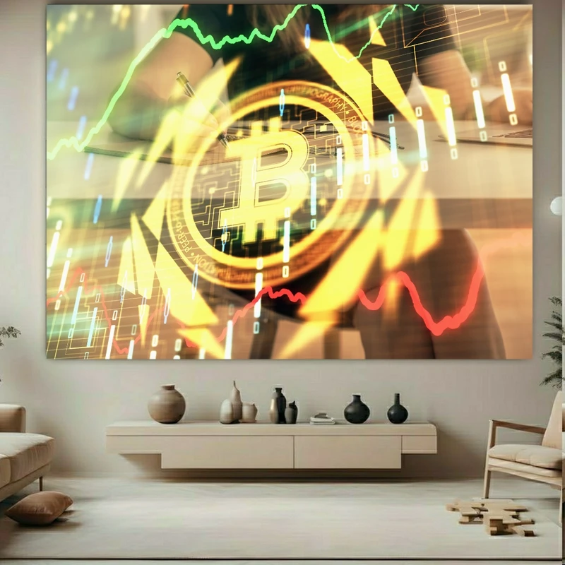 پوستر طرح مخمل ارز دیجیتال مدل بیت کوین کد FP105201