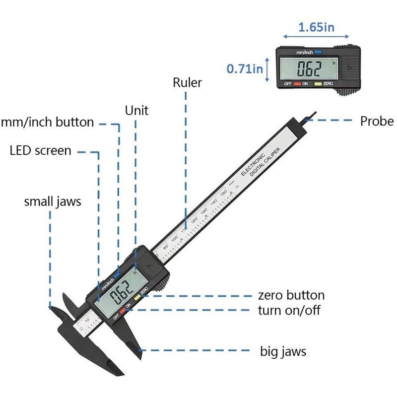 کولیس دیجیتال پلاستیک سخت دارای جعبه محافظ مدل  With BOX گستره 0-150mm
