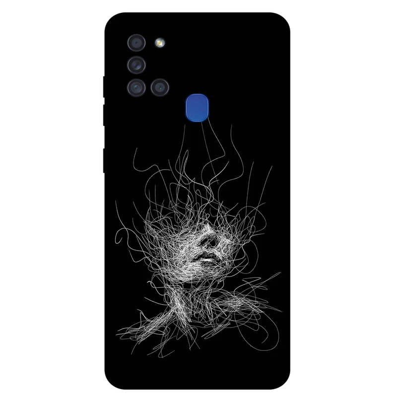 کاور مگافون طرح اسکچ صورت مدل 7423 مناسب برای گوشی موبایل سامسونگ Galaxy A21 S