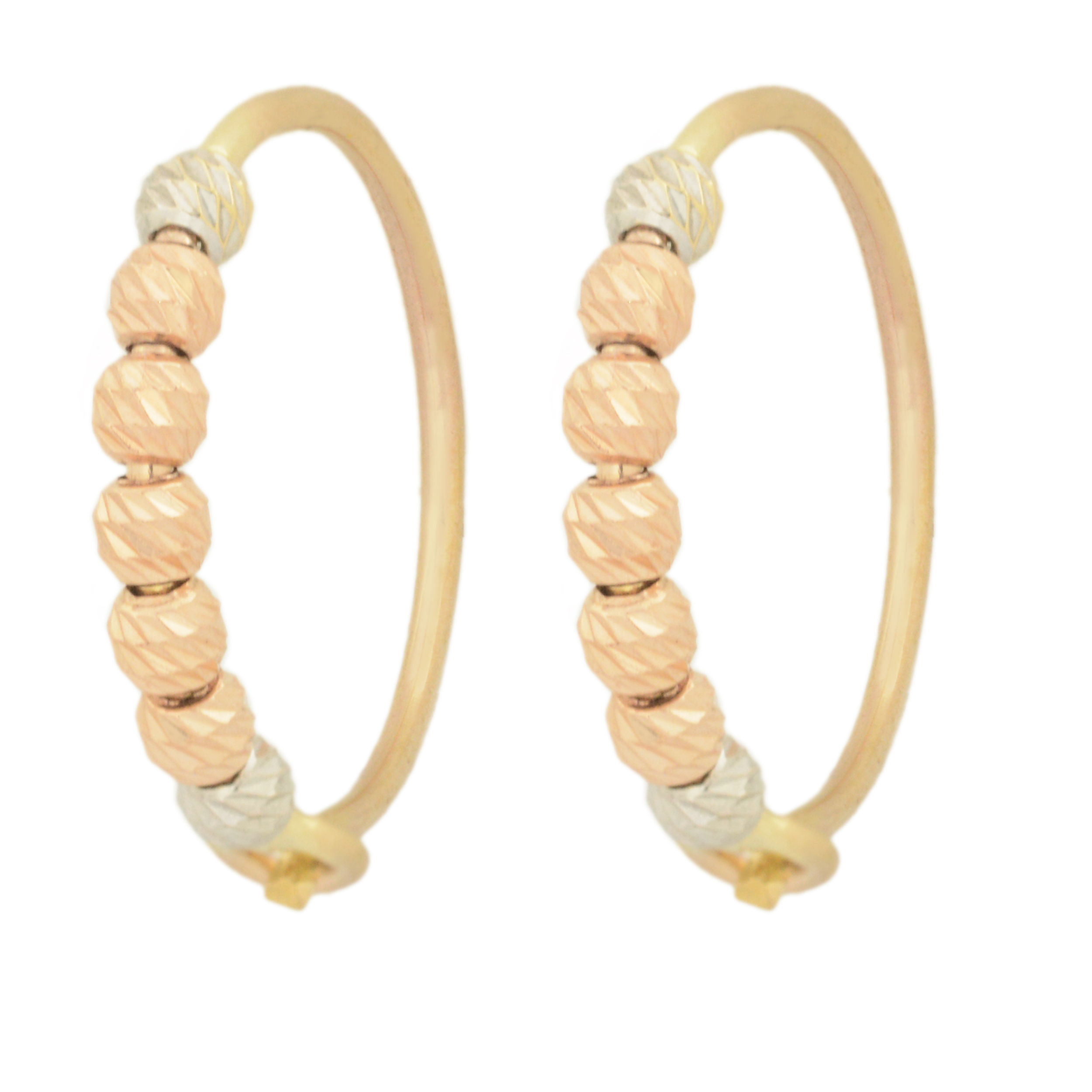 گوشواره طلا 18 عیار زنانه طلای مستجابی مدل حلقه ای گوی البرنادو کد 670193