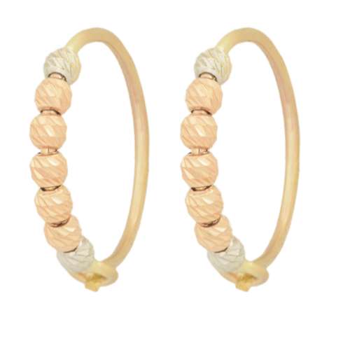 گوشواره طلا 18 عیار زنانه طلای مستجابی مدل حلقه ای گوی البرنادو کد 670193