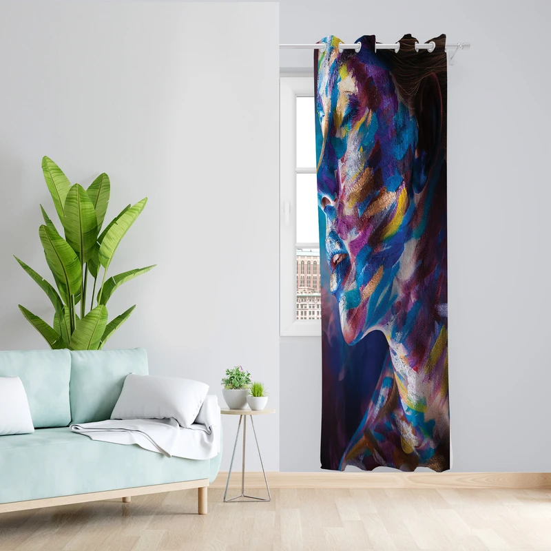 پرده طرح رنگی مدل مخمل پانچی کد 2601 z سایز 140x200 سانتی متر