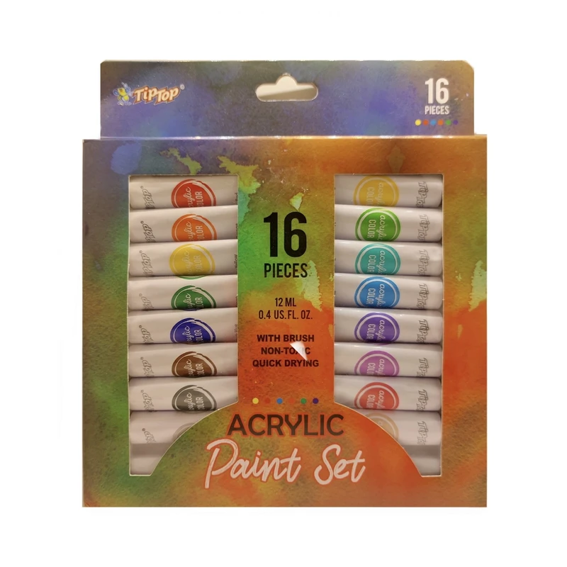 رنگ روغن تیپ تاپ مدل F16 حجم 12 میلی متر بسته 16 عددی