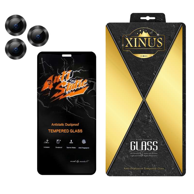 محافظ لنز دوربین ژینوس مدل 2ST-RING مناسب برای گوشی موبایل اپل iPhone 11 Pro به همراه محافظ صفحه نمایش 
