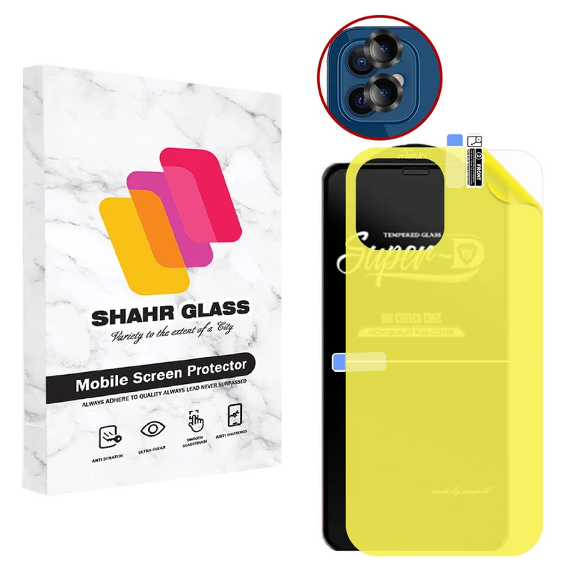  محافظ صفحه نمایش شهر گلس مدل 2SNR مناسب برای گوشی موبایل اپل iPhone 12 به همراه محافظ پشت گوشی و محافظ لنز دوربین
