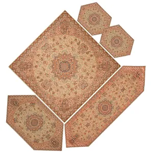 ست 5 تکه رومیزی ترمه طرح شاهپرند کد 004