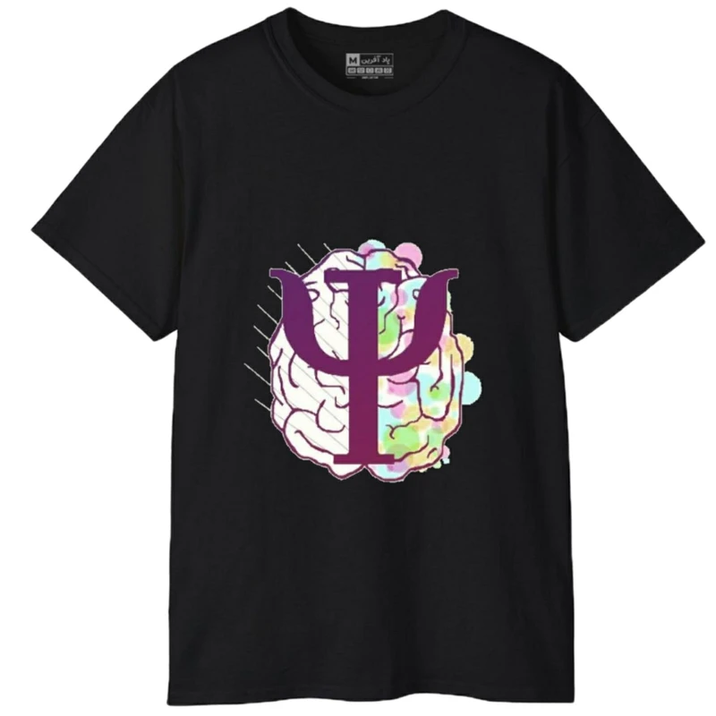 تی‌شرت آستین کوتاه مردانه پاد آفرین مدل روانشناسی کد 517 رنگ مشکی