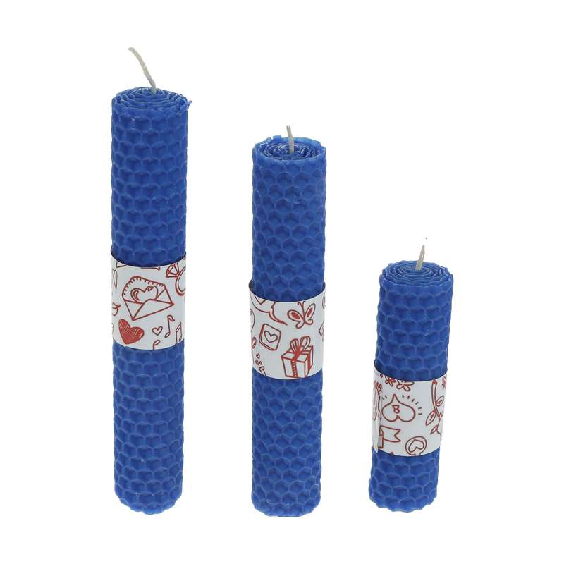 شمع بیزوکس گالری شمرون مدل موم زنبور عسل کد CND3B101B مجموعه سه عددی