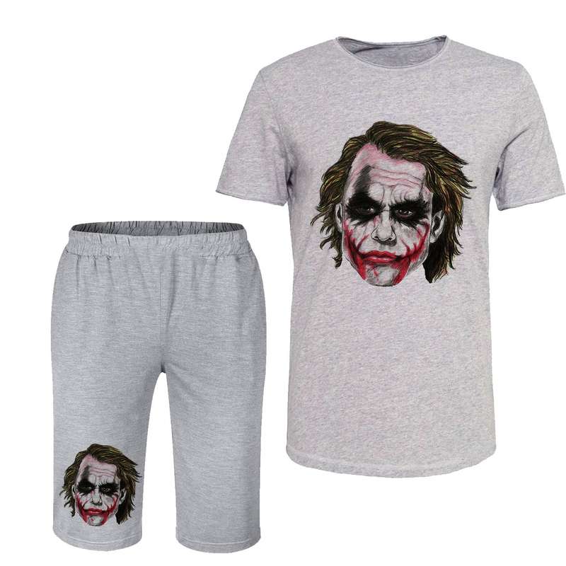 ست تی شرت و شلوارک مردانه مدل جوکر  کد 77 رنگ طوسی