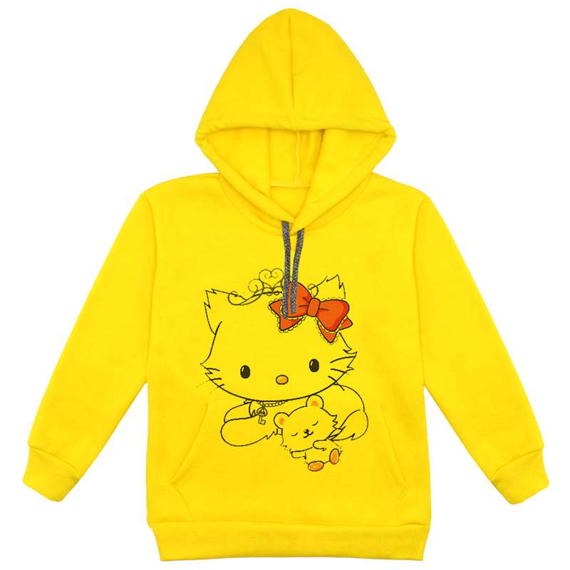 هودی دخترانه مدل کیتی F20 رنگ زرد