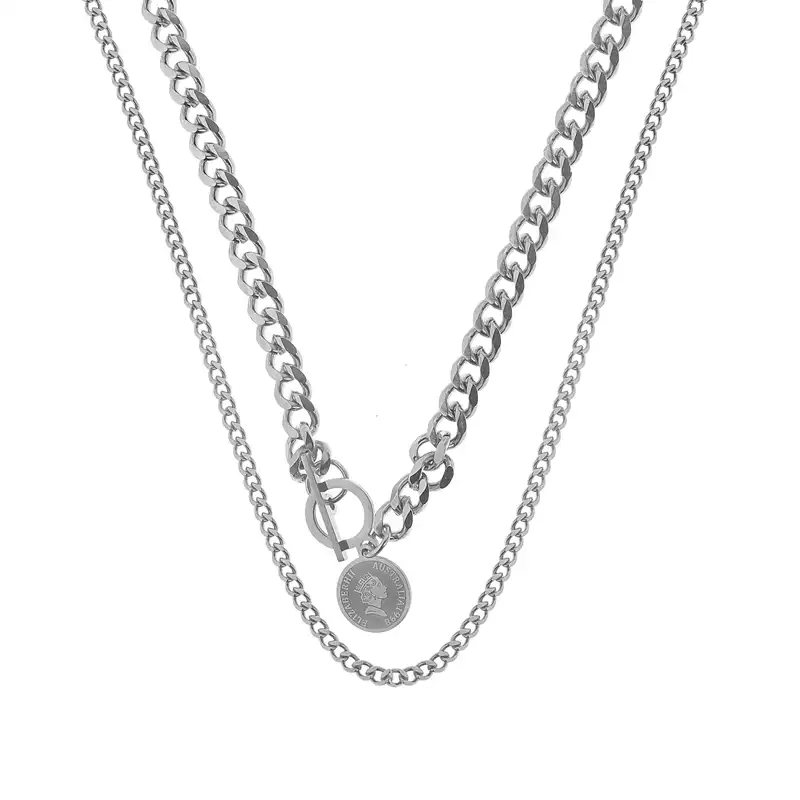 گردنبند زنانه مدل زنجیر کورب آویز سکه