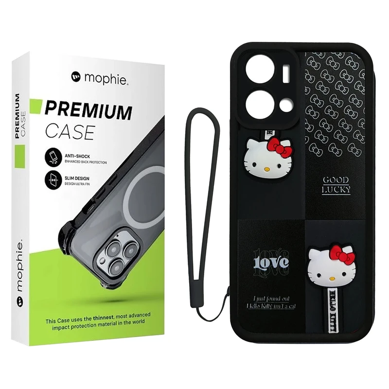 کاور موفی مدل Silicone Puffer Hello Kitty Strap مناسب برای گوشی موبایل تکنو Spark Go 2023 به همراه بند