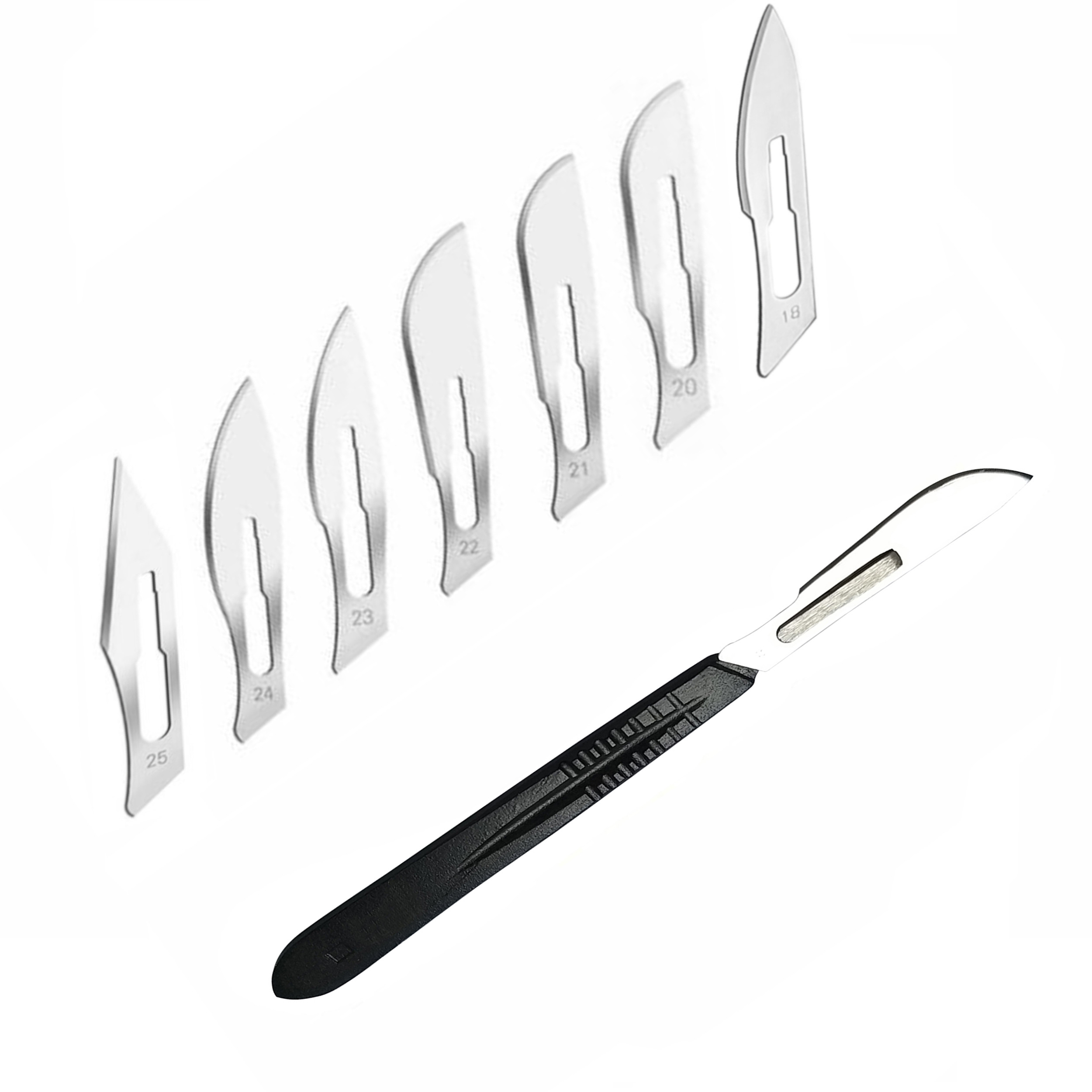 دسته تیغ جراحی مدل SKJQWRT002363 شماره 4 به همراه تیغ استریل  مدل SKJHP002364 مجموعه 8 عددی