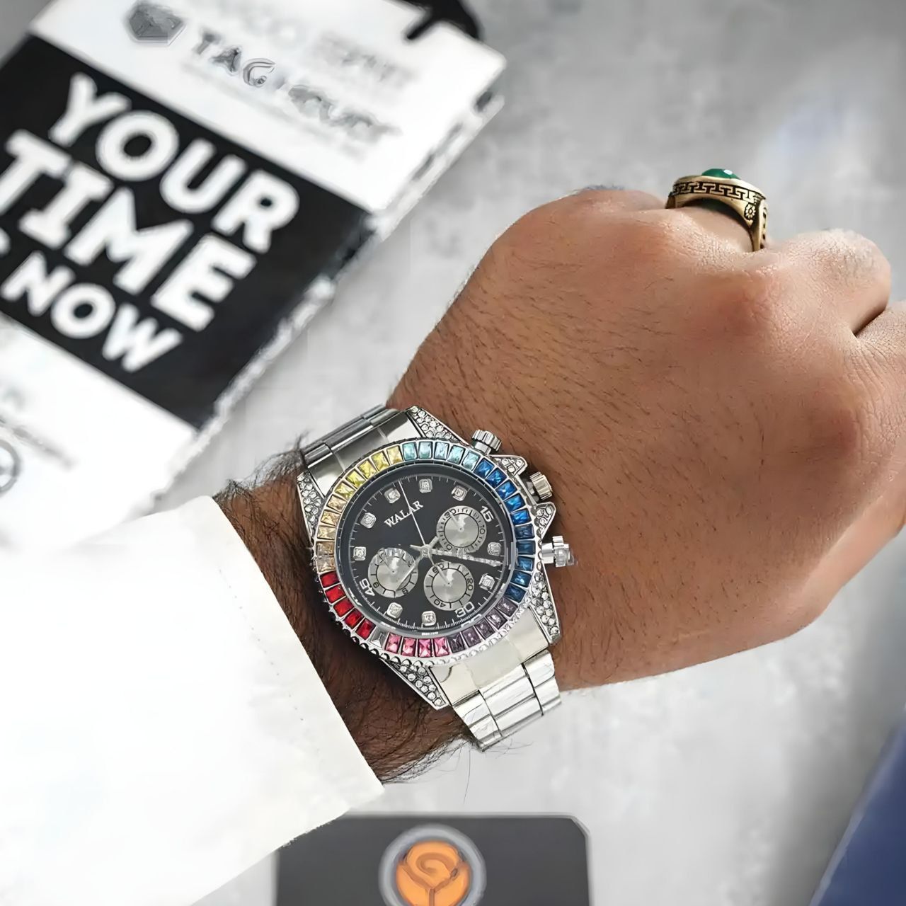 ساعت مچی عقربهای مردانه والار مدل تک موتور دورنگین 01 - - 5