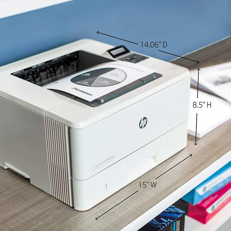پرینتر اچ پی تک رنگ تک کاره با چاپ لیزری مدل LaserJet Pro M402dn، سایز چاپ A4، مجهز به چاپ دو روی خودکار، سرعت چاپ بالا