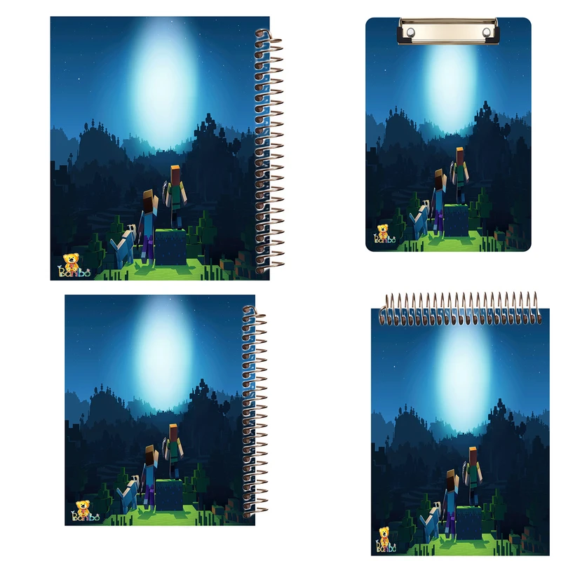 دفتر 100 برگ بانیبو مدل  ماینکرافت کد 2713 به همراه تخته شاسی بسته 4 عددی