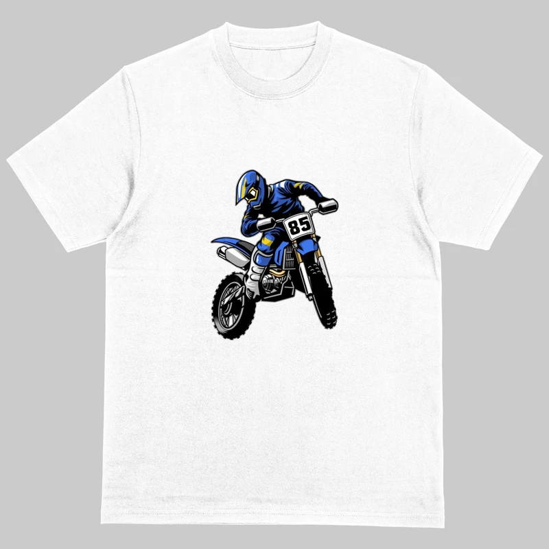 تی‌شرت آستین سه ربع مردانه مدل باکسی طرح موتور کراس