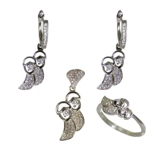 نیم ست نقره زنانه طرح بال کد 67590