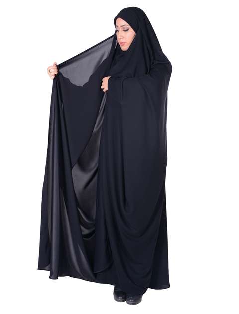 چادر بحرینی شهر حجاب مدل کرپ حریرالاسود کد 8071