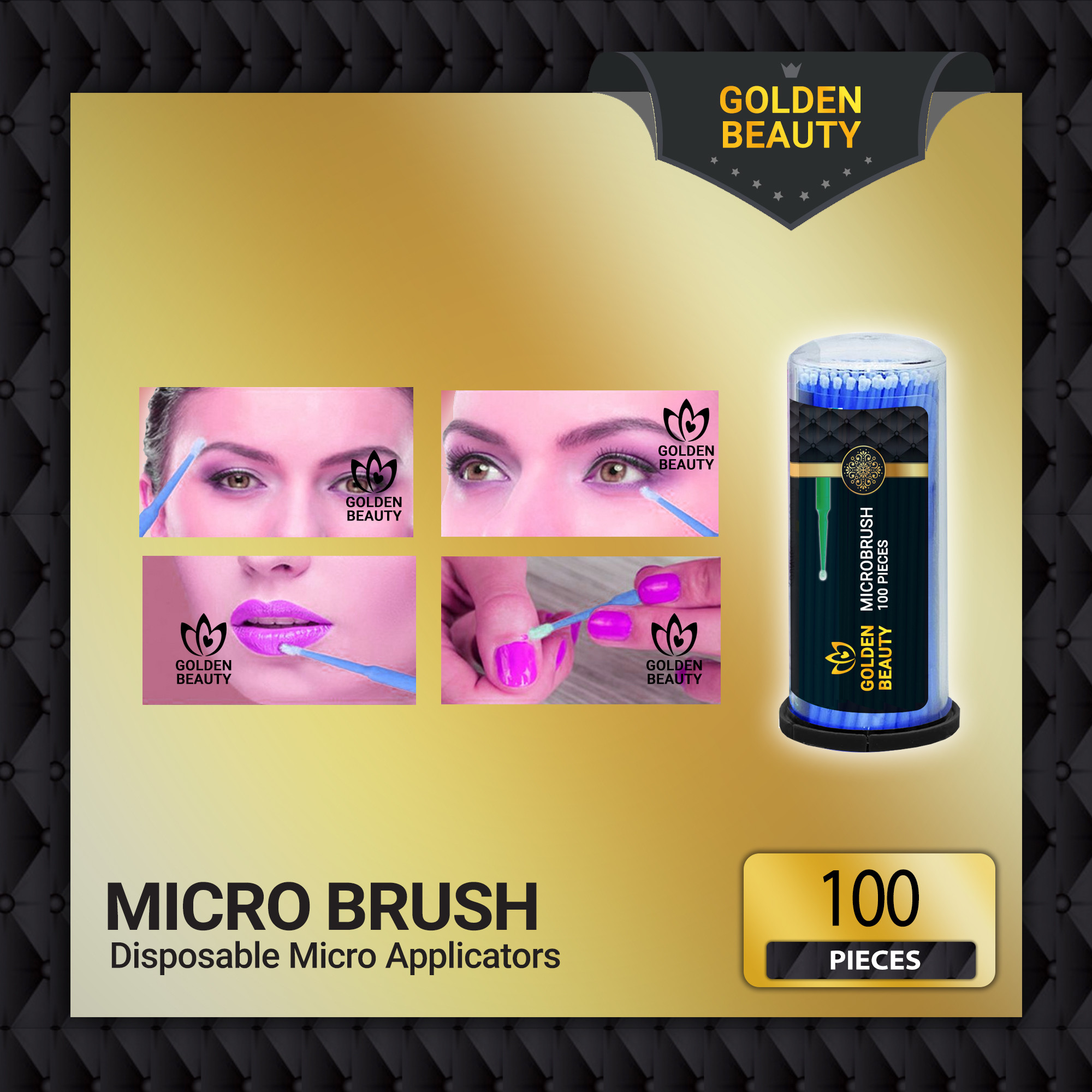 قلم میکروبراش ناخن و مژه گلدن بیوتی مدل M1 بسته 100 عددی قلم میکروبراش ناخن و مژه گلدن بیوتی مدل M1 بسته 100 عددی