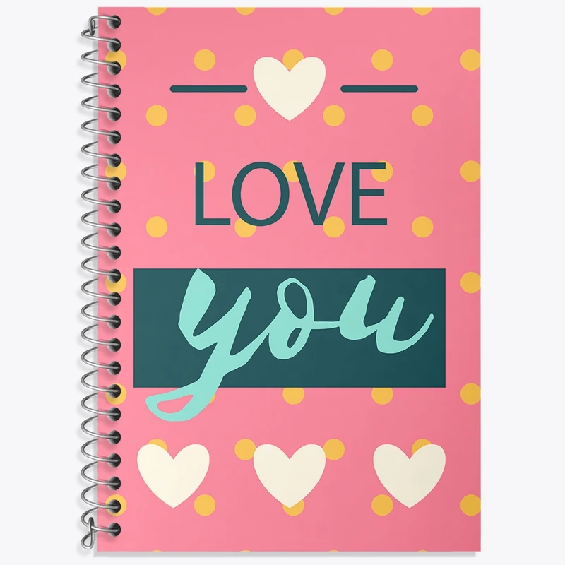 دفتر زبان 50 برگ خندالو مدل دو خط طرح Love You کد N123
