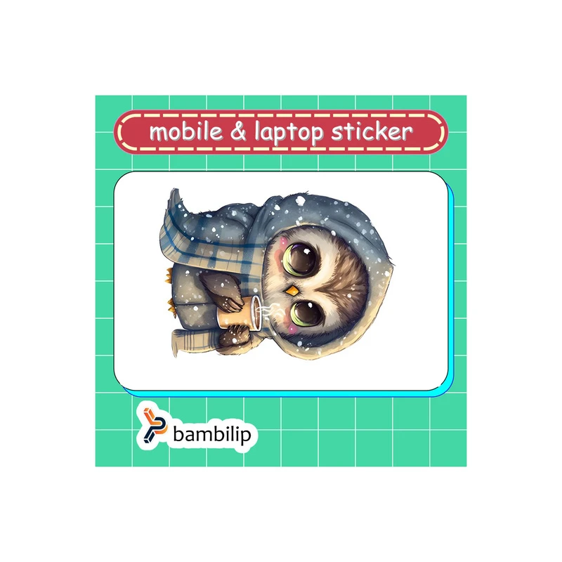 استیکر بامبیلیپ مدل کارت عابر طرح جغد سرمایی و قهوه کد 0522403