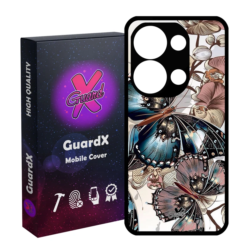 کاور گارد ایکس طرح پروانه مدل Glass10285 مناسب برای گوشی موبایل شیائومی Redmi Note 13 Pro 4G / Poco M6 Pro 4G