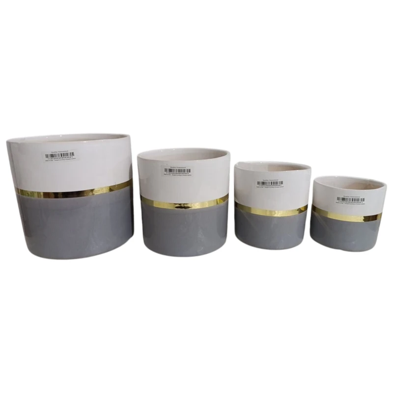 گلدان سرامیکی مدل استوانه مجموعه 4 عددی
