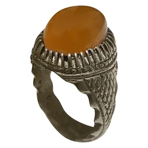 انگشتر نقره مردانه مدل عقیق شرف الشمس یمانی ASS2214