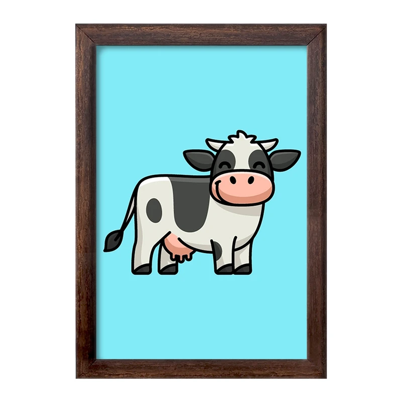 تابلو خندالو طرح حیوانات بامزه گاو کد 28207